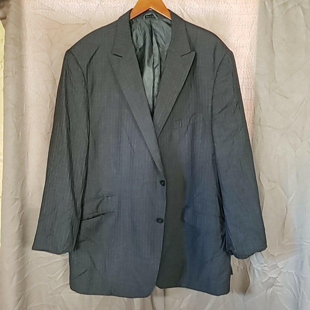 Steve Harvey Suit Jacket Mens 56L Gray Pinstripe 2 Button Classic Notch Lapel